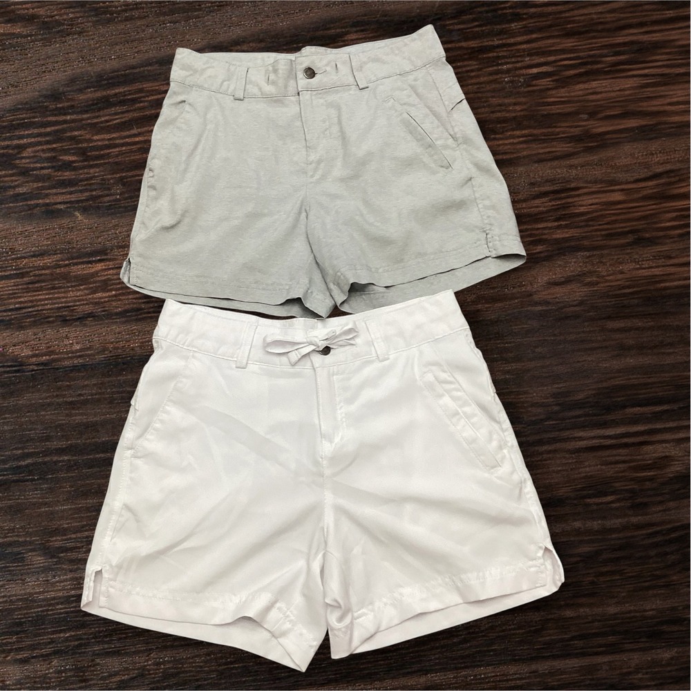 Magellan Outdoors Women XS Hiking Shorts 2 Pack White Grey Recycled Polyester